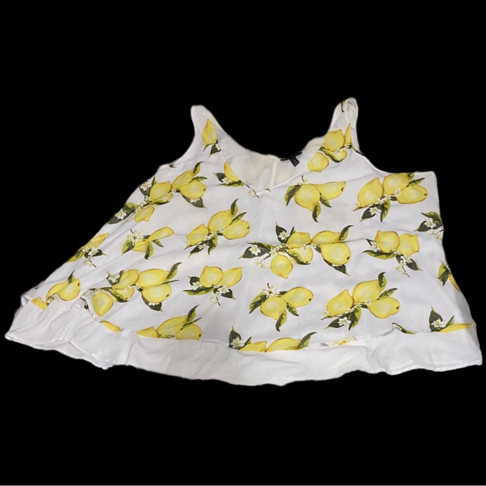 Lane Bryant Womens Lemon Pattern Swing Sleeveless DoubleLayer Shell Tank size 28